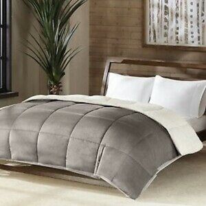 Premier Comfort Reversible Sherpa Down Alternative Comforter - TWIN - Gray